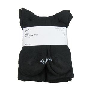 Nike Everyday Plus Crew Socks Black 6 Pack Men's Size 8-12 NEW